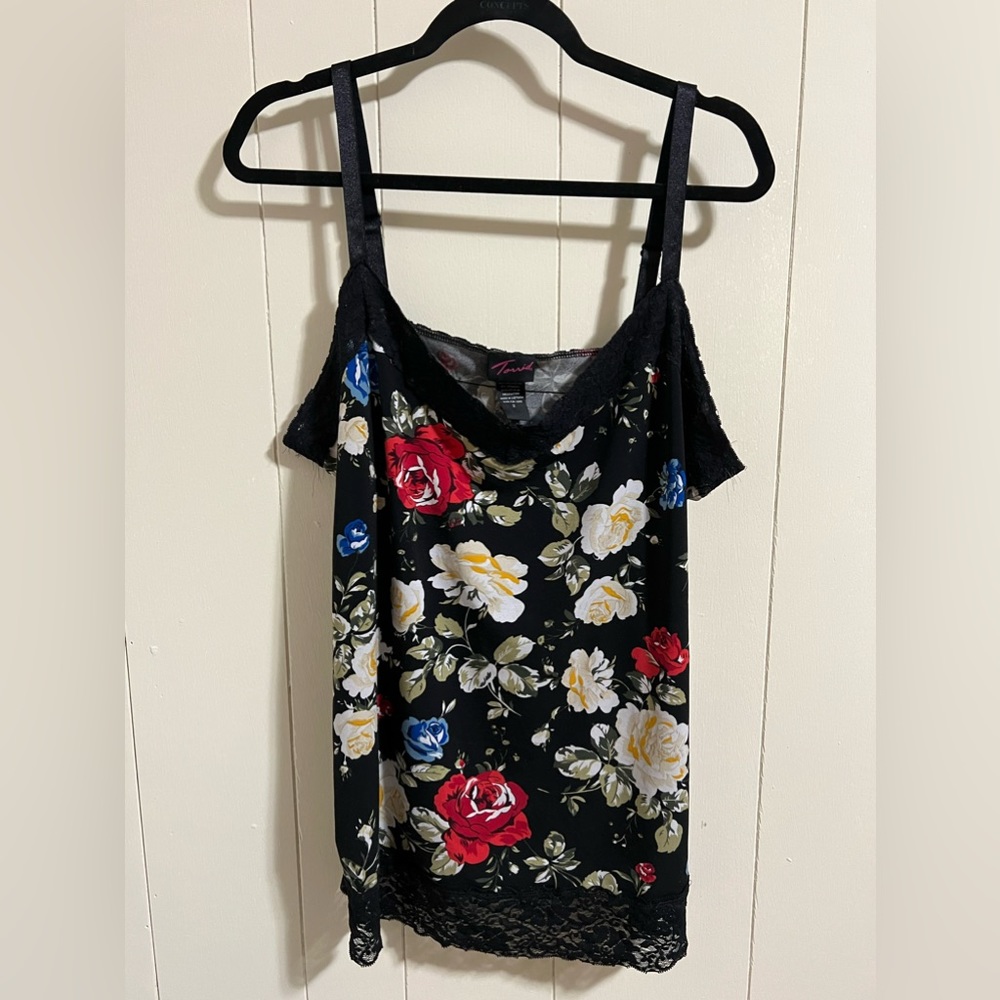 Torrid camisole tank top size 2 18/20 Black blue lace Y2K shirt